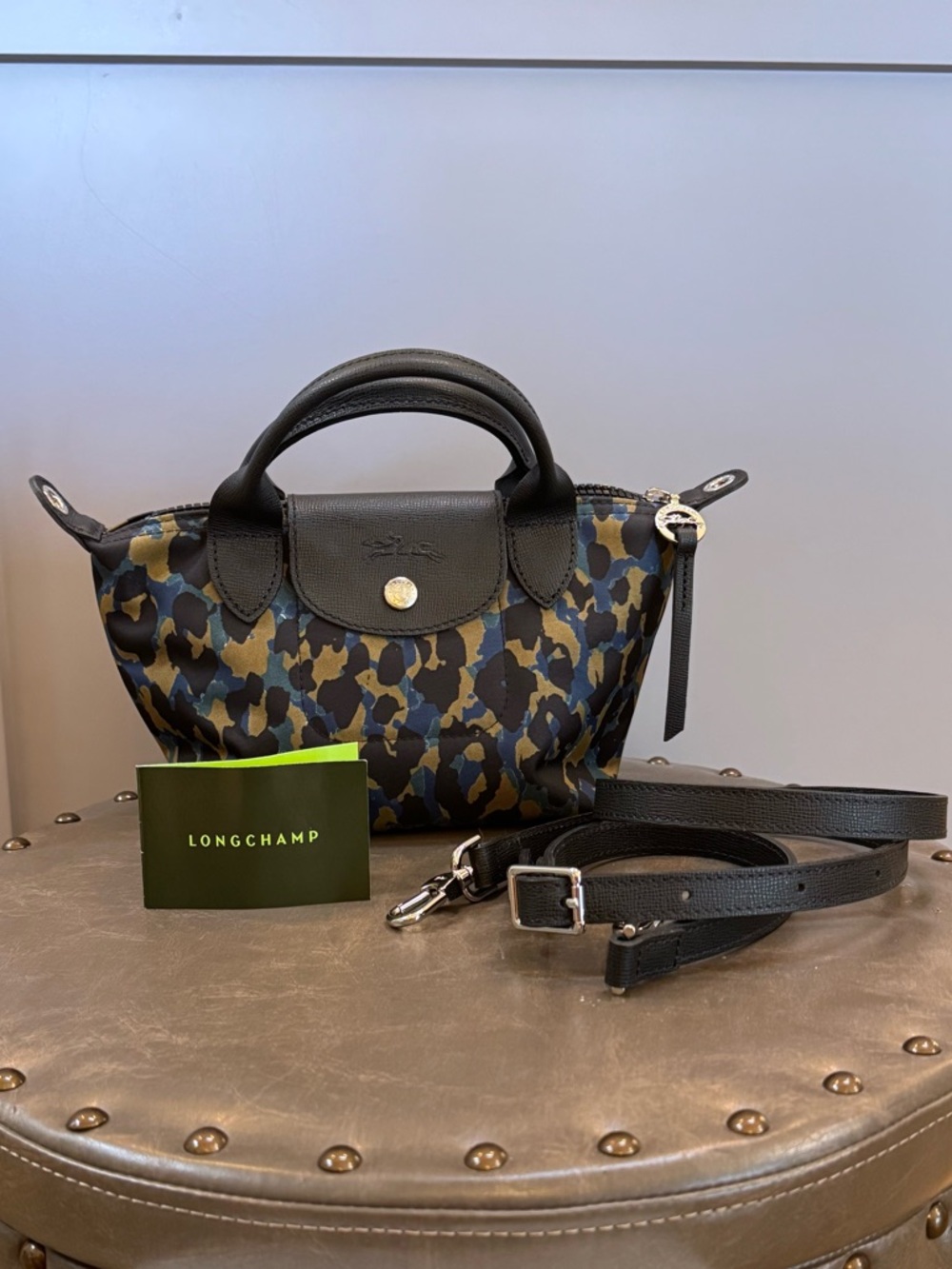 RARE*** Longchamp Le Pilage Panther Leopard Print Mini Crossbody Tote